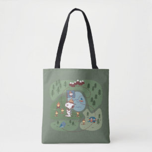 Peanuts   Nestled in the Mountains Campsite Tote Bag