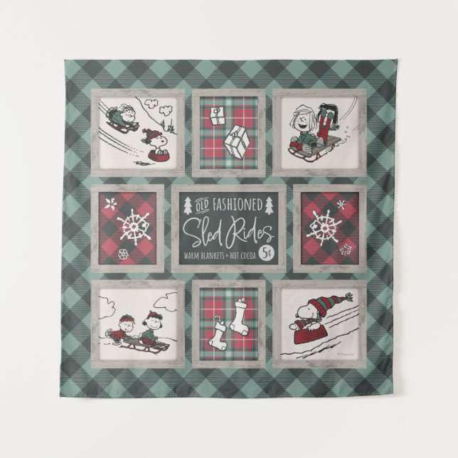 Peanuts | Old Fashioned Sleigh Rides Pattern Tapestry (Front)