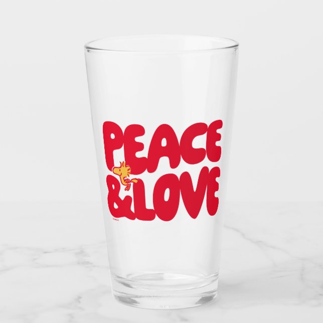 Peanuts | Peace & Love Woodstock Glass (Front)