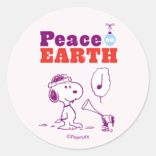 Peanuts Peace on Earth Snoopy & Woodstock Classic Round Sticker