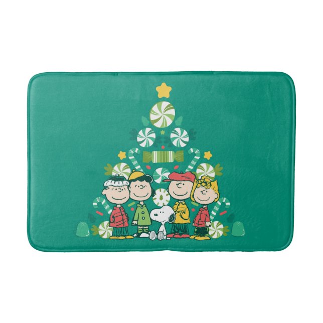 Peanuts | Peppermint Christmas Tree Bath Mat (Front)