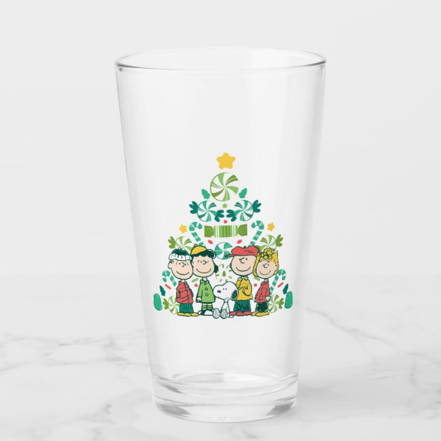 Peanuts | Peppermint Christmas Tree Glass (Front)