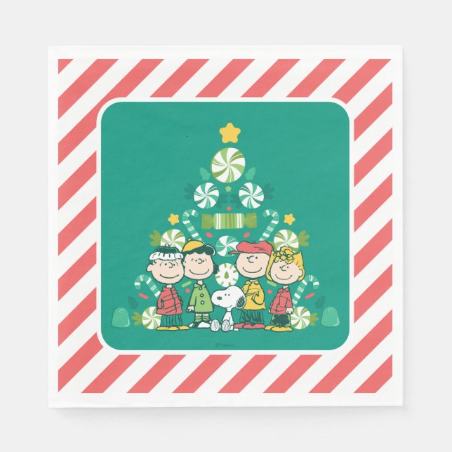Peanuts | Peppermint Christmas Tree Napkin (Front)