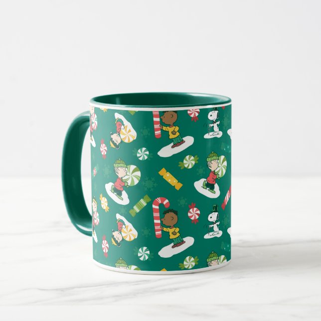 Peanuts Peppermint Dreams Holiday Pattern Mug (Front Left)
