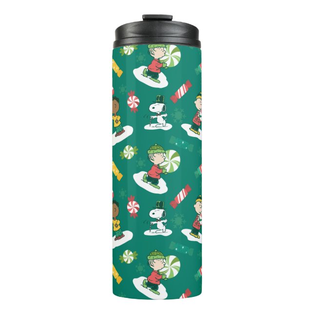 Peanuts Peppermint Dreams Holiday Pattern Thermal Tumbler (Front)