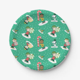 Peanuts Peppermint Dreams Snowflake Pattern Paper Plate