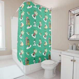 Peanuts Peppermint Dreams Snowflake Pattern Shower Curtain