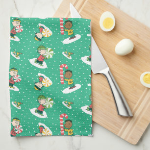 Peanuts Peppermint Dreams Snowflake Pattern Tea Towel