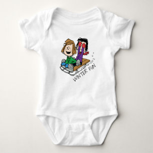 Peanuts Peppermint Patty & Marcie Sled Riding Baby Bodysuit