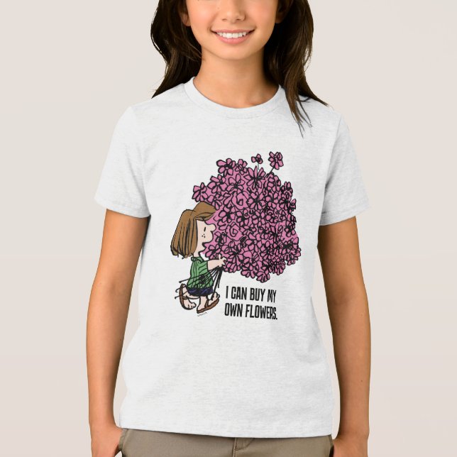 Peanuts | Peppermint Patty Pink Bouquet Tri-Blend Shirt (Front)