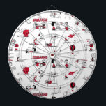 PEANUTS | Red & Black Pattern Dartboard<br><div class="desc">This cute Peanuts red and black artwork features the gang in various scenes in the world of Charles M. Schulz.</div>