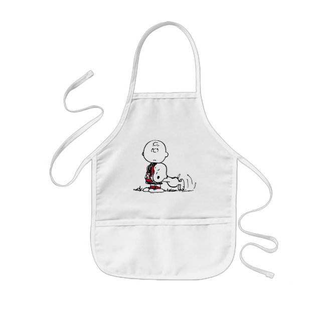 PEANUTS | Red & Black Pattern Kids Apron (Front)
