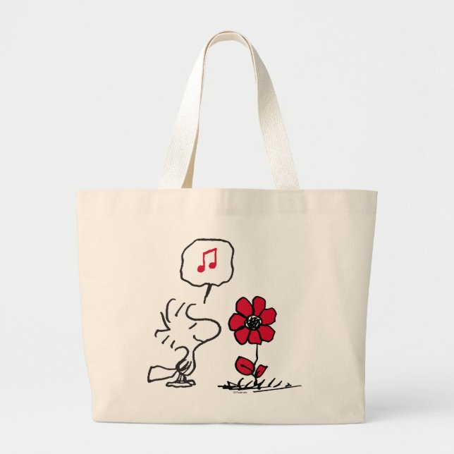 PEANUTS | Red & Black Pattern Large Tote Bag (Front)