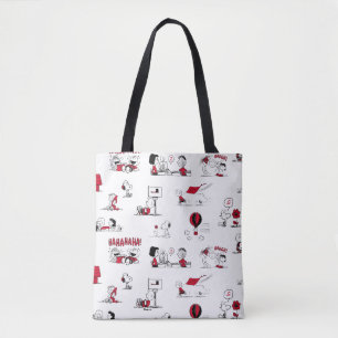 PEANUTS   Red & Black Pattern Tote Bag