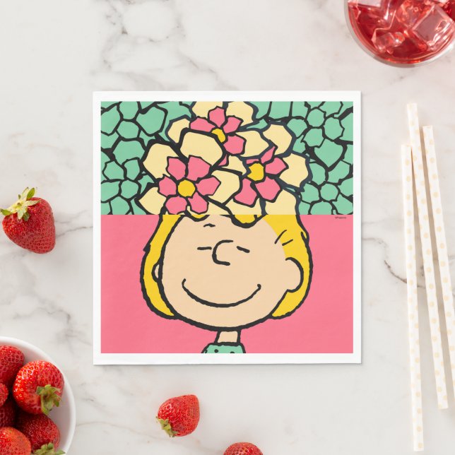 Peanuts | Sally Half & Half Flowers Napkin (Insitu)