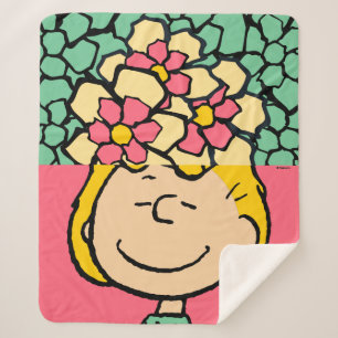 Peanuts Sally Half & Half Flowers Sherpa Blanket