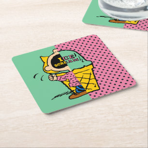 Peanuts   Sally Ice Cream Half & Half Square Paper Coaster