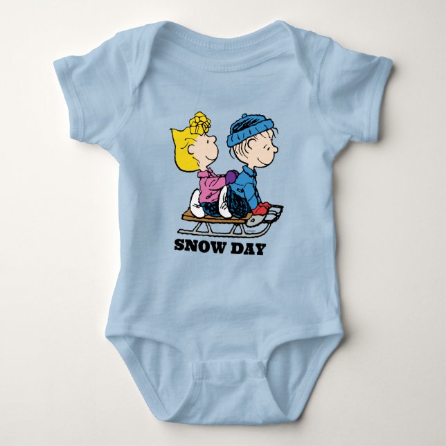 Peanuts | Sally & Linus Sled Riding Baby Bodysuit (Front)