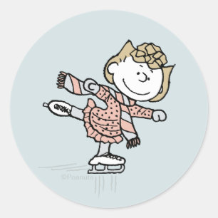 Peanuts Sally On Ice Classic Round Sticker