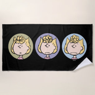 Peanuts   Sally's Faces Beach Towel