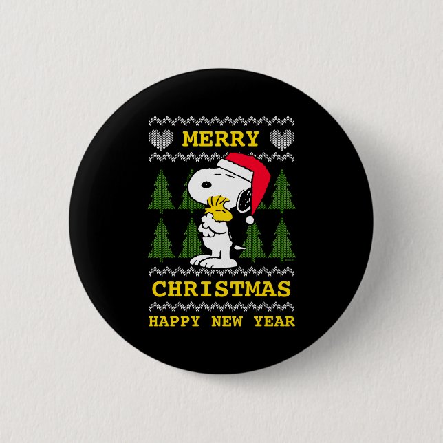 Peanuts Santa Claus Hug  6 Cm Round Badge (Front)