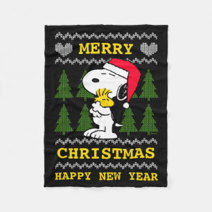 Peanuts Santa Claus Hug  Fleece Blanket