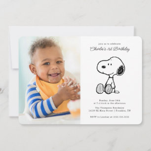 Peanuts   Simple Snoopy Photo Birthday Invitation