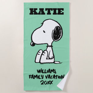 Peanuts Sitting Snoopy Family Vacation Beach Towel