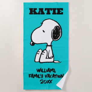 Peanuts Sitting Snoopy Family Vacation Beach Towel