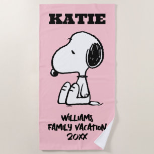 Peanuts   Sitting Snoopy Family Vacation Beach Towel