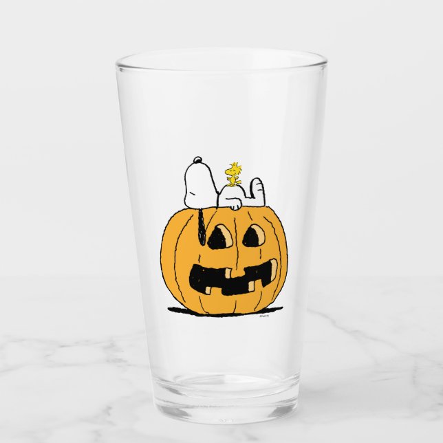 Peanuts | Snoopy and Woodstock Jack-O-Lantern Glass (Front)