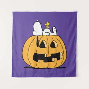 Peanuts   Snoopy and Woodstock Jack-O-Lantern Tapestry