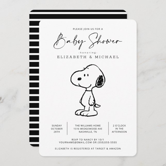 Peanuts Snoopy - Baby Shower Invitation (Front/Back)