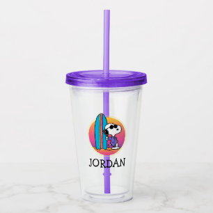 Peanuts   Snoopy Beach Beagle   Add Your Name Acrylic Tumbler