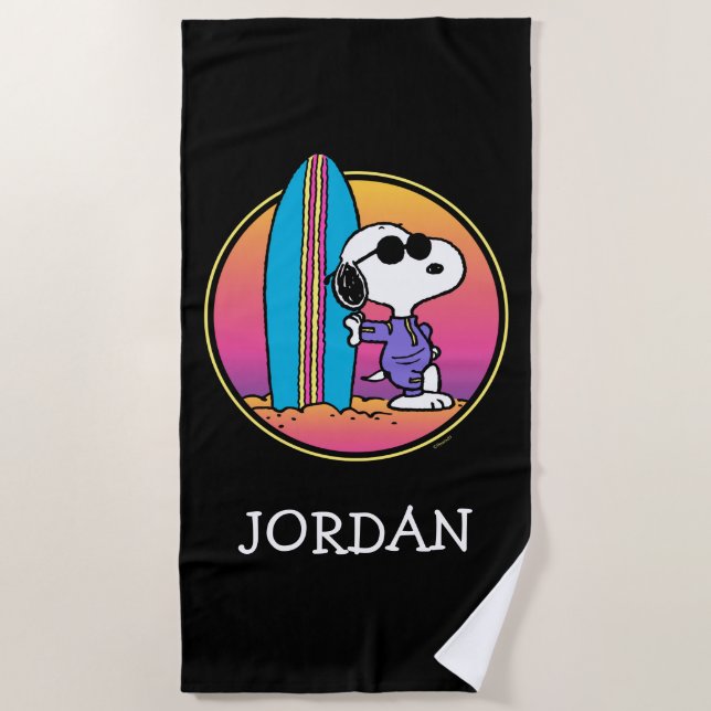 Peanuts | Snoopy Beach Beagle | Add Your Name Beach Towel (Front)