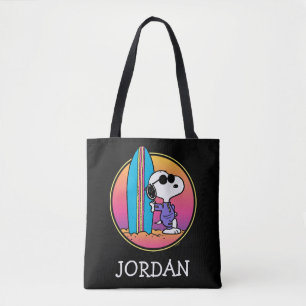 Peanuts   Snoopy Beach Beagle   Add Your Name Tote Bag