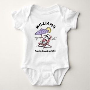 Peanuts Snoopy Beach Family Vacation Baby Bodysuit