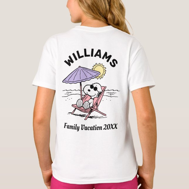 Peanuts | Snoopy Beach Family Vacation T-Shirt (Back)