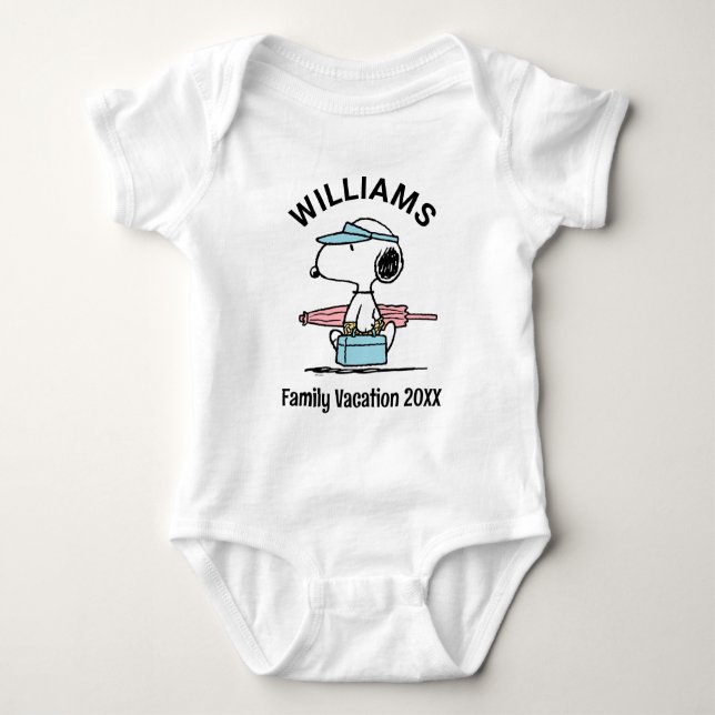 Peanuts | Snoopy Beach Walk Family Vacation Baby Bodysuit (Front)
