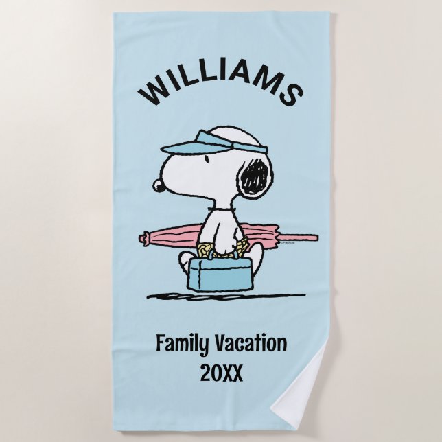 Peanuts | Snoopy Beach Walk Family Vacation Beach Towel (Front)