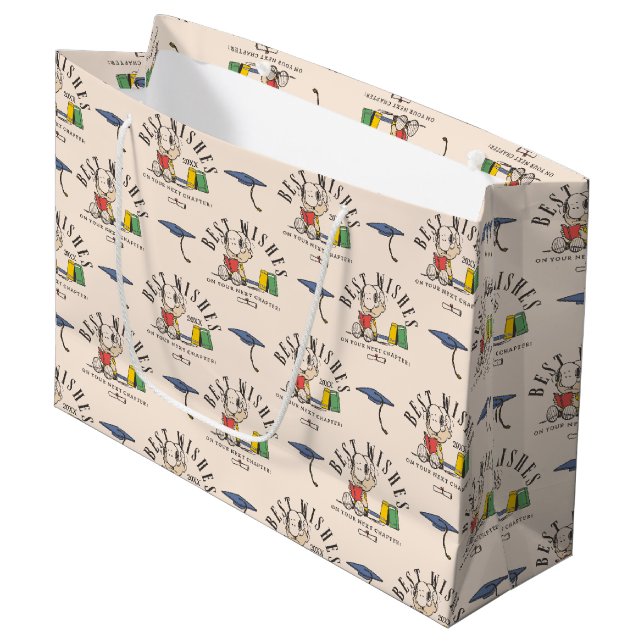Peanuts Snoopy Best Wishes Graduation Pattern Large Gift Bag (Front Angled)