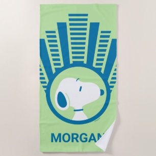 Peanuts   Snoopy Blue Deco Dreams   Add Your Name Beach Towel