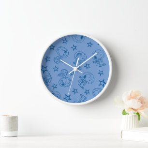 Peanuts   Snoopy Blue Space Astronaut Pattern Clock