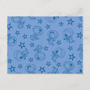 Peanuts   Snoopy Blue Space Astronaut Pattern Postcard