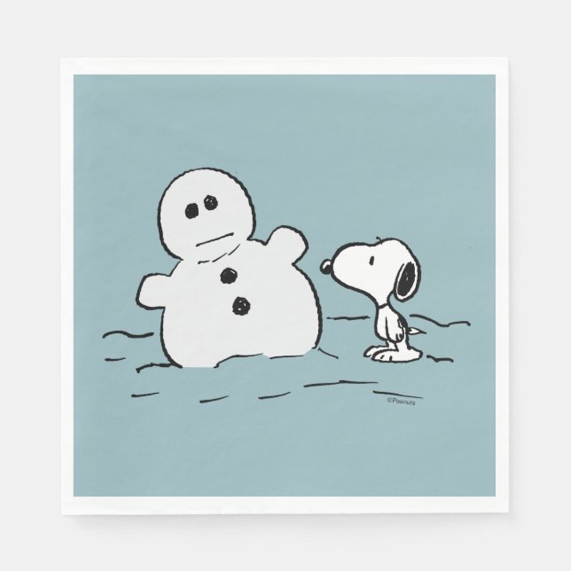 Peanuts | Snoopy Builds A Snowman Napkin (Front)