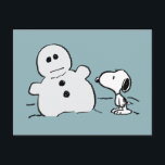 Peanuts | Snoopy Builds A Snowman Postcard<br><div class="desc">Check out this fun Peanuts design featuring Snoopy.</div>