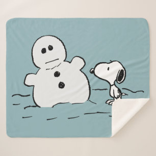 Peanuts   Snoopy Builds A Snowman Sherpa Blanket