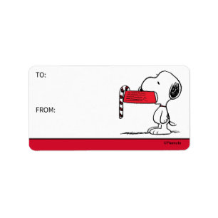Peanuts   Snoopy Candy Cane Food Dish Gift Tag