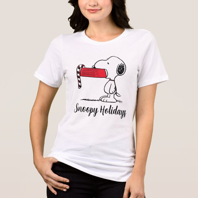 Peanuts | Snoopy Candy Cane Food Dish Tri-Blend Shirt (Front)