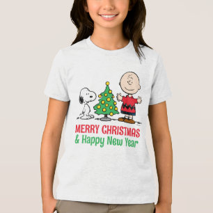 Peanuts Snoopy & Charlie Brown Christmas Tree Tri-Blend Shirt